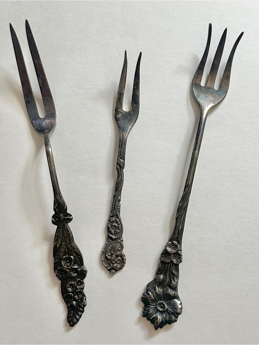 Vintage Cocktail Forks Nils-Johan Reed & Barton Silver Plated Tarnished Lot of 3